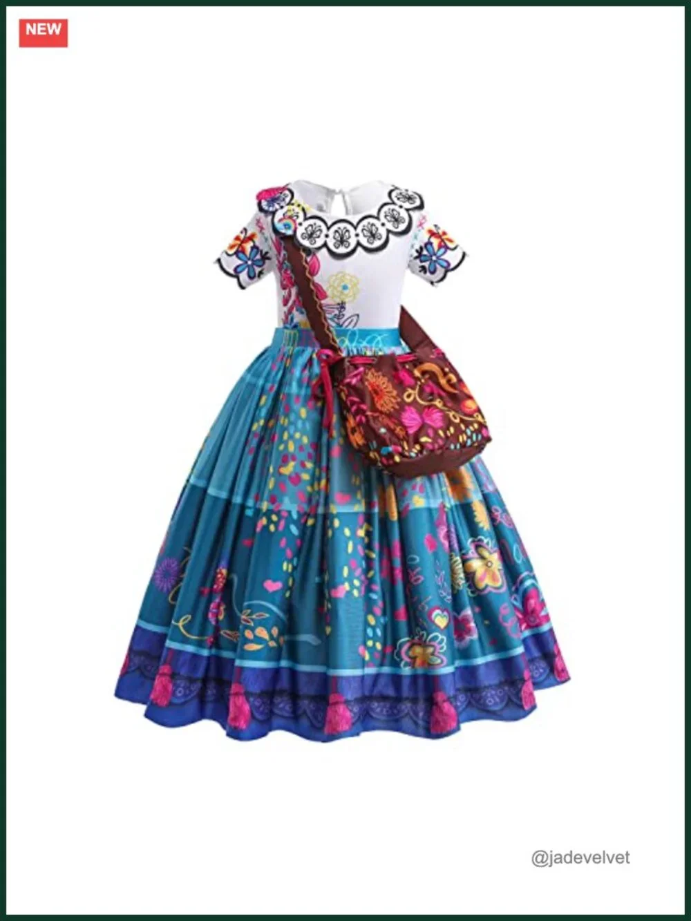 Girls Mirabel Costume Dress Cosplay Princess Halloween Outfit with Accessories